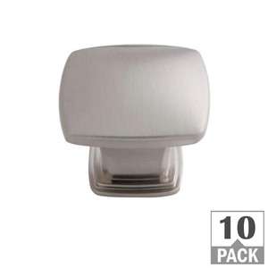 lot 7294 image: Everbilt 1.21 in. Satin Nickel Square Cabinet Knob (10-Pack)