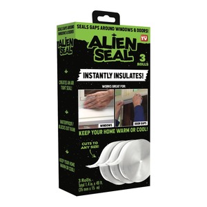 lot 7307 image: As Seen on TV Alien Seal 1.4 in. x 49 ft. Transparent Anti-Draft Adhesive Instant Insulation Seal Tape (3-Pack), Clear