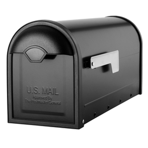 lot 8098 image: Winston Post Mount Mailbox Black with Nickel Flag