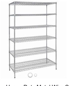 lot 8107 image: Silver 6-Tier Heavy Duty Metal Wire Shelving Unit (48 in. W x 72 in. H x 24 in. D) Retail $198