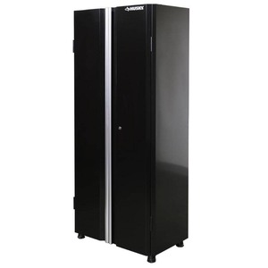 lot 8111 image: Husky Ready-to-Assemble 24-Gauge Steel Freestanding Garage Cabinet in Black (30 in. W x 72 in. H x 18 in. D)- Retail $299