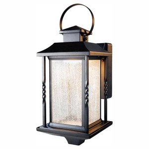 lot 1012 image: Home Decorators Collection Portable Black Outdoor Integrated LED Wall Lantern Sconce