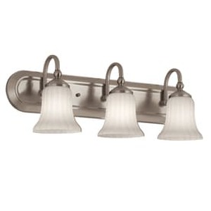 lot 1015 image: Portfolio 3-Light Shaker Park Brushed Nickel Bathroom Vanity Light