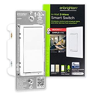 lot 1233 image: Enbrighten - Z-Wave Plus Smart In-Wall Switch - White & Light Almond