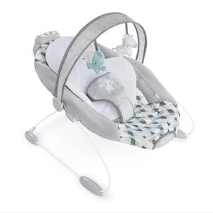 lot 5416 image: Ingenuity SmartBounce Automatic Hands-Free Bouncer with Battery-Saving Technology - Chadwick, White And Grey, Diamond Design On Cushion Seat