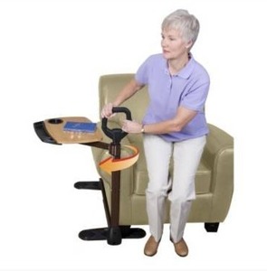 lot 5382 image: Able Life Able Tray - Bamboo Swivel TV Tray & Laptop Tray Table with Safety Support Handle, Black, 42 x 26