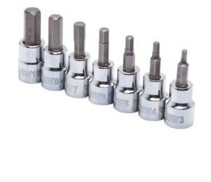 lot 5413 image: Husky Hex Bit Socket Set 7 pc 38 Inch Drive Wrench Metric Chromium Vanadium Steel H3DMM7PCHBSSR, Silver, Grey