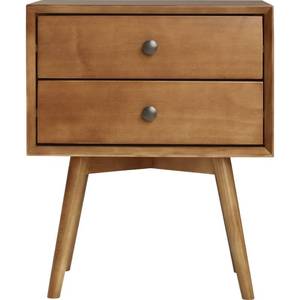 lot 5617 image: Walker Edison Furniture BR25MC2DCA Mid-Century 2 Drawer Solid Wood Night Stand, Caramel