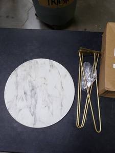 lot 4687 image: Faux Marble & Metal Side Table