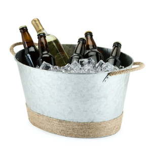 lot 4766 image: Twine Seaside Jute Rope Wrapped Galvanized Tub