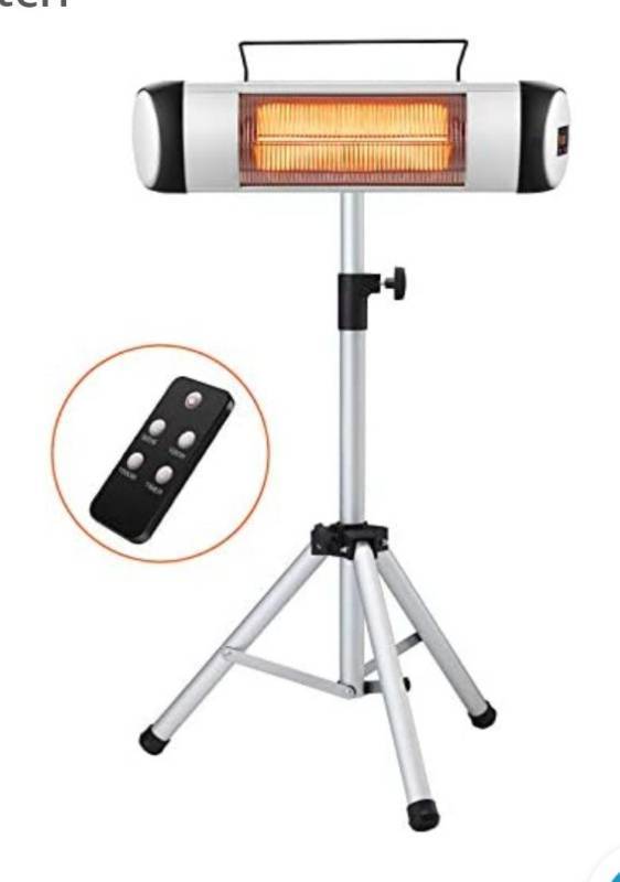 lot 80105 image: Kismile Electric Patio Heater,Portable Outdoor Heaters,Infrared Patio Heaters for IndoorOutdoor use,Freestanding Wall Heater,500W-1500W Adjustable Heating Modes with Display and Switch