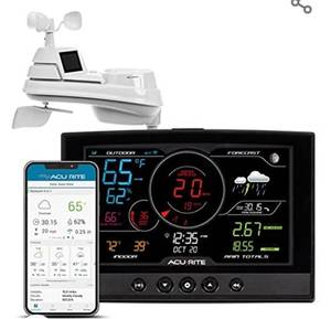 lot 1238 image: AcuRite Iris (5-in-1) Weather Station Display, Remote Monitoring of Temperature, Humidity, and Wind SpeedDirection (01544M) Wi-Fi Connection for Home (01544), Black