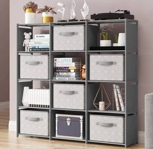 lot 51151 image: Rerii Cube Storage, 5 Tier 12 Cubes Organizer Shelves, Bedroom Storage, Clothes Organizer, DIY Closet Bookcase Shelve for Living Room, Study Room, Bedroom and Office