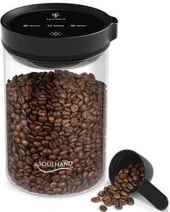 lot 51153 image: Soulhand Coffee Canister, Airtight Coffee Container with Spoon, Auto Vacuum Touch Screen Glass Jar for Coffee & Food Storage, Professional Coffee Storage Container for Barista, Gifts - 17oz500g