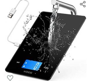 lot 51156 image: KOIOS Rechargeable11lb5kg Small Accurate Food Scale for Kitchen, Waterproof USB Plug in Digital Kitchen Scale, Digital Food Kitchen Scale for Weight Loss, Food Scale for Baking Dieting