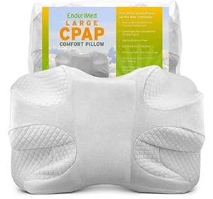 lot 51159 image: CPAP Pillow - New Memory Foam Contour Design Reduces Face & Nasal Mask Pressure Air Leaks - 2 Head & Neck Rests For Max Comfort - CPAP BiPAP & APAP Users - For Stomach Back And Side Sleepers