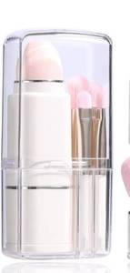lot 51173 image: JPNK Portable Makeup Brushes For Travel Makeup - 8 in 1 Travel Loose Powder Brush, Angled Brush,Foundation Blending Lip Brush Retractable Makeup Brushes Sets (White)