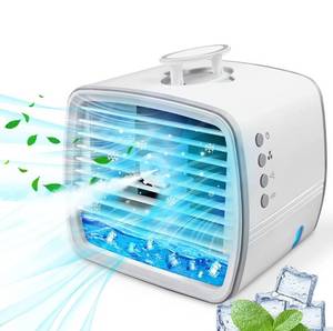 lot 51176 image: Portable Air Conditioner, Personal Mini Air Cooler Fan, Personal Portable AC Air Conditioner for Office Desk Camping Bedroom Room, Small Air Conditioner with 7 LED Lights, 3 Speeds, 80°Adjustment