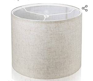 lot 51185 image: Wellmet 13x13x10 Assembly Required Lampshade for Table Lamp ,Bedside Lamp,Floor Lamp,Fabric Drum Lampshade Classic Modern Style,Spider Fitter,Linen