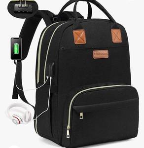 lot 51205 image: LOVEVOOK Laptop Backpack for Women Men, Anti-Theft Business Travel Backpacks with USB Charging Port, Waterproof College School Student Bookbag Computer Bag with Lock Fits 15.6 Inch Notebook, Black