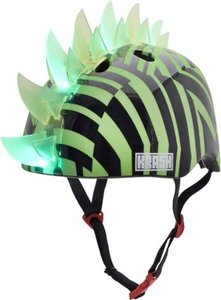 lot 51209 image: Raskullz - Krash Mohawk Youth Helmet with LED Lights - Dazzle Green LED