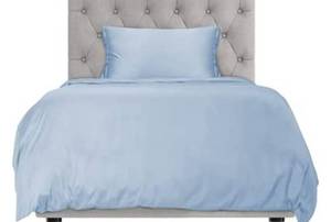 lot 51217 image: Hotel Sheets Direct 100% Bamboo Duvet Cover 2 Piece Set - Better Than Silk - 1 Duvet Cover, 1 Pillow Sham with Corner Ties and Zipper Closure (Twin-XL, Light Blue)