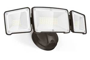 lot 51221 image: LEPOWER 35W LED Security Light, 3500LM Outdoor Flood Light Fixture, Exterior Lights with 3 Adjustable Heads, 5500K, IP65 Waterproof for Garage, Yard, Porch (Brown)