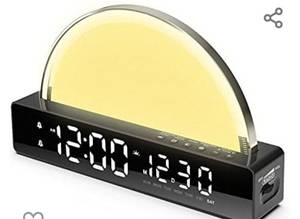 lot 51222 image: Sunrise Alarm Clock, SinFoxeon Clock Radio Wake Up Light with Simulated Sunrise Touch-Changed Dynamic Atmosphere Light 6 Natural Sounds 7 Color Sleep Breathing Light for Heavy Sleepers Black