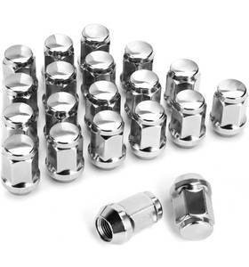 lot 51226 image: dynofit 12mmx1.5 Wheel Lug Nuts, 20 Chrome M12x1.5 Luguts ConicalCone Seat 1.38 Tall 19mm Hex M12-1.50 Steel for 5 Lug Tuner Wheels