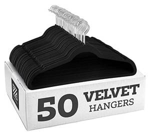 lot 51258 image: ZOBER VELVET HANGERS 50 PACK COLOR BLACK