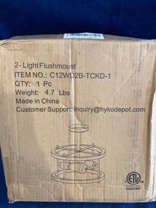 lot 51261 image: INTERTEK 2 LIGHT FLUSHMOUNT ITEM C12WD2B-TCKD-1
