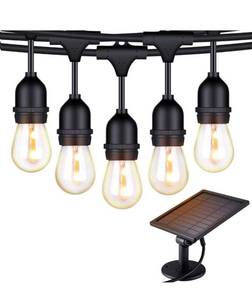 lot 51272 image: 48 ft SOLAR LED OUTDOOR STRING LIGHTS 15 SOCKETS