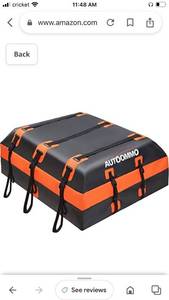 lot 51288 image: Upgraded Car Rooftop Cargo Carrier Bag - AUTOOMMO 15 Cubic Feet 100% Waterproof and Strength Tear-Resistant Car Roof Bag Cargo Carrier with 10 Heavy-Duty Straps, Fits All Cars withWithout Racks