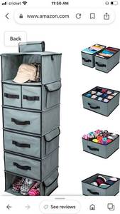 lot 51289 image: SMIRLY Hanging Closet Organizer and Storage Shelves - Wardrobe Clothes Organizer for Closet, Storage Organizer - Hanging Shelves for Closet Organization and Storage, Closet Shelf Organizer w Drawers