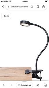 lot 51309 image: LEPOWER Clip on Light  Reading Light Light Color Changeable Night Light Clip on for Desk, Bed Headboard and Computers (Black)