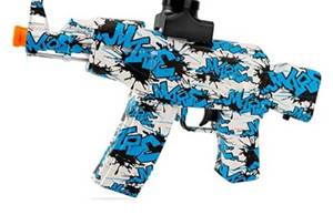 lot 76391 image: Electric Gel Gun Water Bead Gun AKM-47 Automatic Water Bullet Shooter Toy Gun for Adults Kids Ages 12, Fun Backyard Outdoor Games Toy Blaster Gun, Graffiti (Blue) Water Beads Not Included
