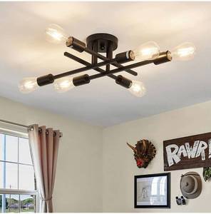 lot 76392 image: INDUSTRIAL 6 LIGHT SEMI FLUSH MOUNT CEILUNG LIGHT FIXTURE