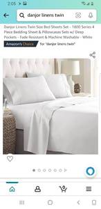 lot 76399 image: Danjor Linens Twin Size Bed Sheets Set - 1800 Series 4 Piece Bedding Sheet & Pillowcases Sets w Deep Pockets - Fade Resistant & Machine Washable - White