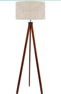 lot 76584 image: LEPOWER WOODEN FLOOR LAMP STABLE 3 LEGGED DESIGN
