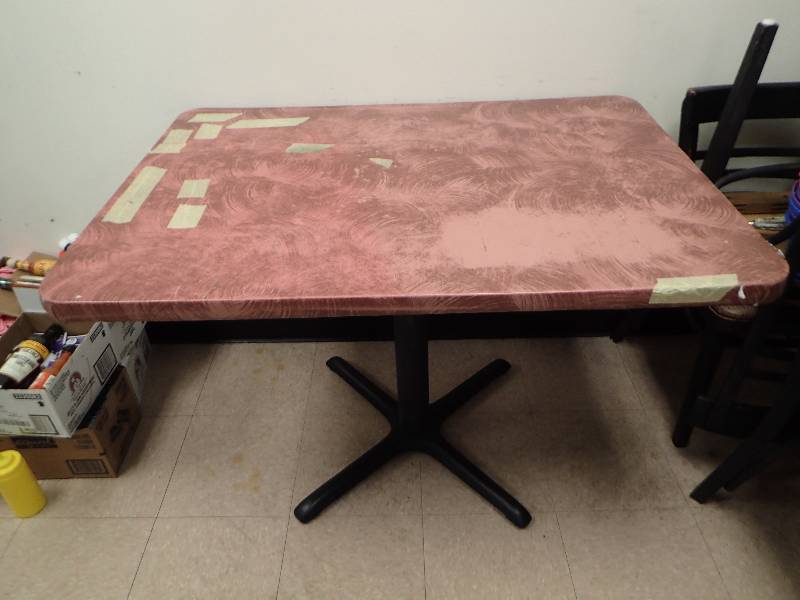 lot 1765 image: Wrapped Composite Wood Single Based Dining Table