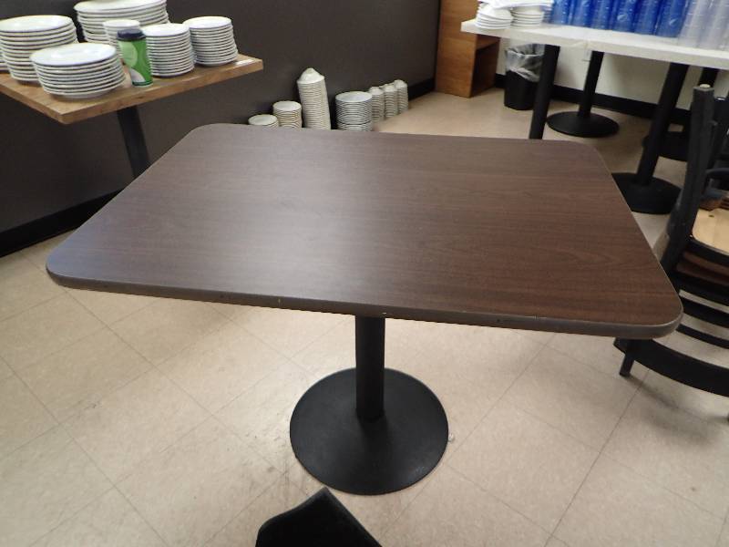 lot 1766 image: Dark Laminated Top Single Based Dining Table