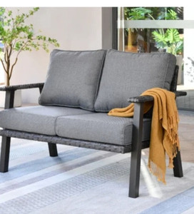 lot 60002 image: Alisynn 50 Wide Outdoor Loveseat with Cushions Retail $449.99