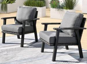 lot 60003 image: OVIOS 2 CHAIR OUTDOOR STEEL FRAME OTTOMAN WICKET SOLID Retail $399.99