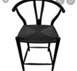 lot 60006 image: Poly and Bark Weave Modern Wooden Mid-Century Dining Chair, Black (Set of 2) Retail $360.99