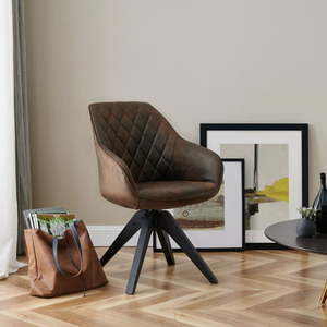 lot 51003 image: Art Leon Office Chair Faux Leather Home Swivel with Wooden Legs Mocha