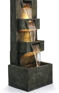 lot 51016 image: Gardenfans Outdoor Garden Water Fountains with LED Lights Indoor Modern Floor-Standing Fountain for Garden, Patio, Porch, Yard and Home Art Decor