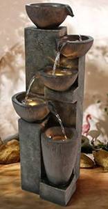 lot 51018 image: Gardenfans 40H Garden Outdoor Fountains with LED Lights Modern Floor-Standing Waterfall Feature Fountain for Garden, Patio, Deck, Porch, Backyard and Home Art Decor