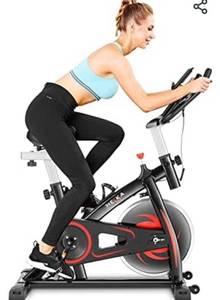 lot 51030 image: Heka Indoor Exercise Bike with 30lbs Flywheel, Stationary Cycling Bike 300lbs Weight Capacity, Indoor Bike for Home with Heart Rate CardioLCD MonitorAdjustable SeatHandlebar
