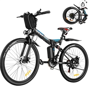 lot 1000 image: VIVI Electric Bike for Adults, 350W500W Folding Electric Mountain Bike 26 Ebike, 20MPH Adult Electric Bicycle with 36V48V Removable Battery, Up to 50 Miles, Shimano 21 Speed, Full Suspension Retail $648.99