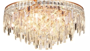 lot 51019 image: Maddison Flush Mount Round Lighted G9 Rose GoldCrystal